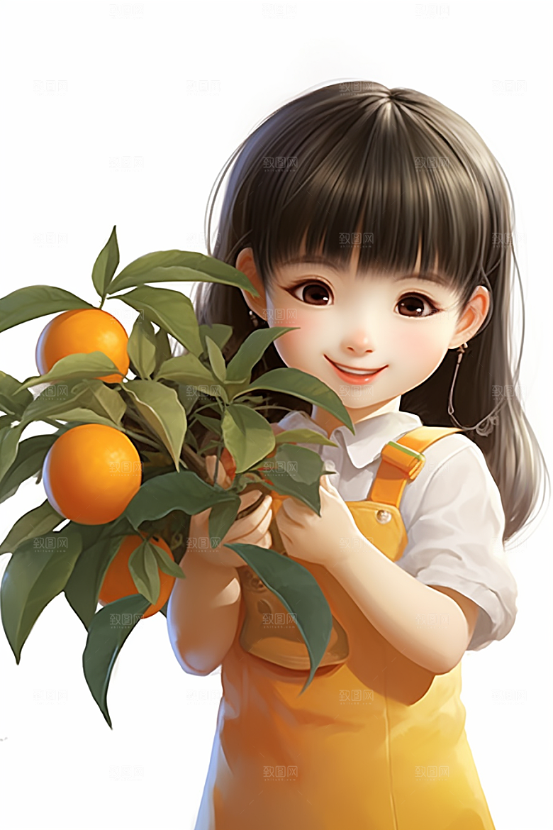 砂糖橘女孩乡村可爱插画