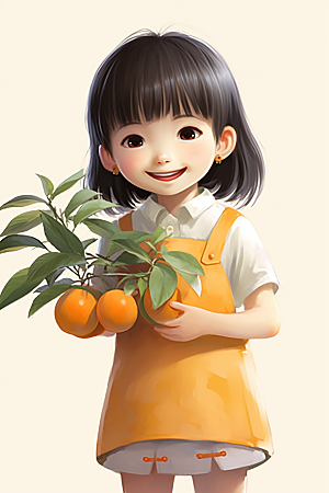砂糖橘女孩可爱甜美插画