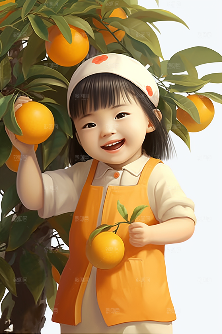 砂糖橘女孩邻家形象插画
