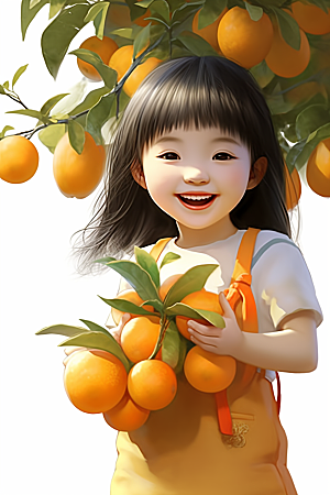 砂糖橘女孩甜美人物插画