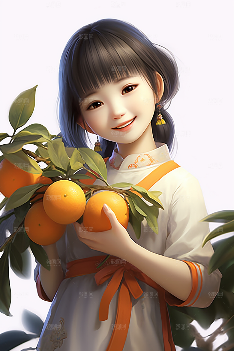 砂糖橘女孩甜美邻家插画