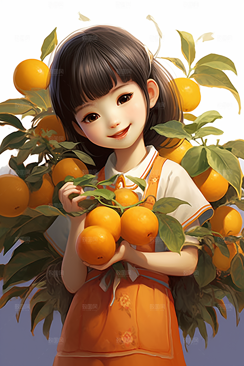 砂糖橘女孩人物形象插画