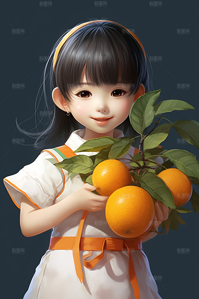砂糖橘女孩甜美形象插画