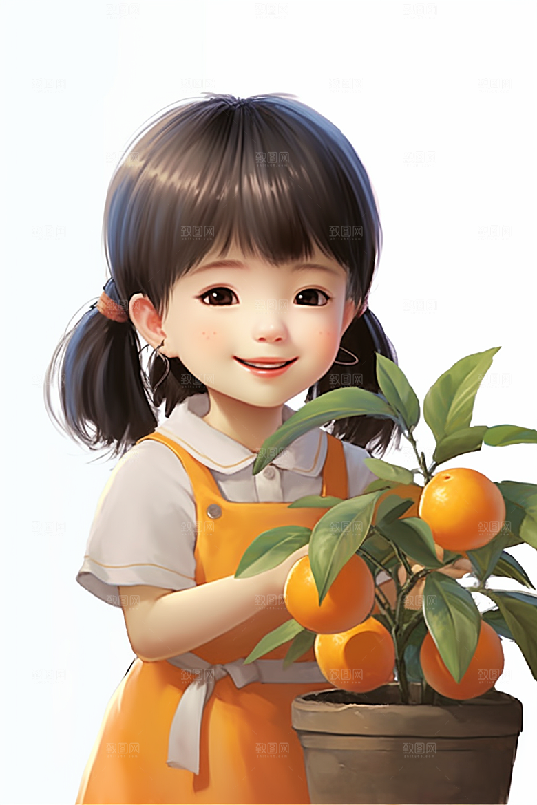 砂糖橘女孩乡村形象插画