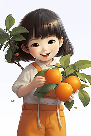 砂糖橘女孩乡村可爱插画