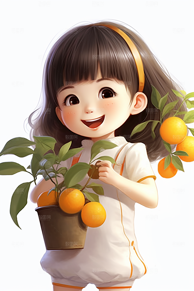 砂糖橘女孩邻家甜美插画