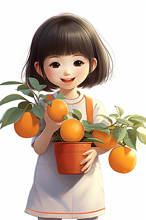 砂糖橘女孩甜美人物插画