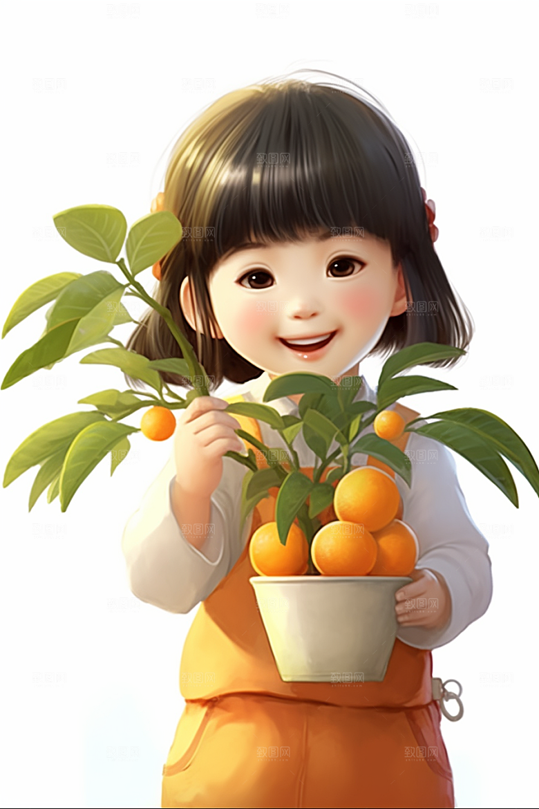 砂糖橘女孩田园清新插画