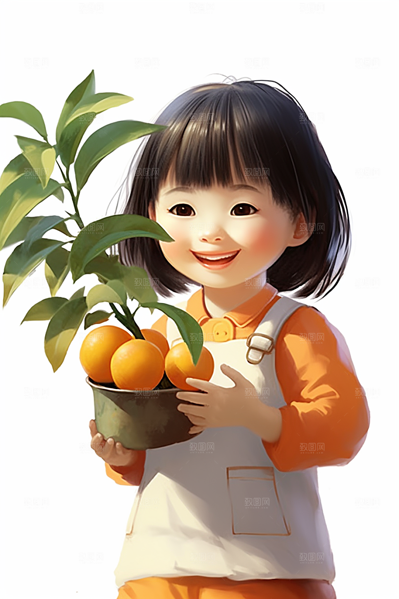 砂糖橘女孩可爱清新插画
