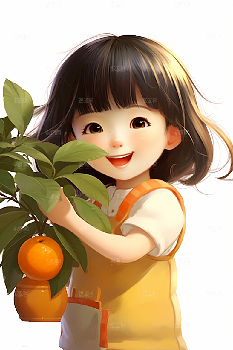 砂糖橘女孩邻家甜美插画