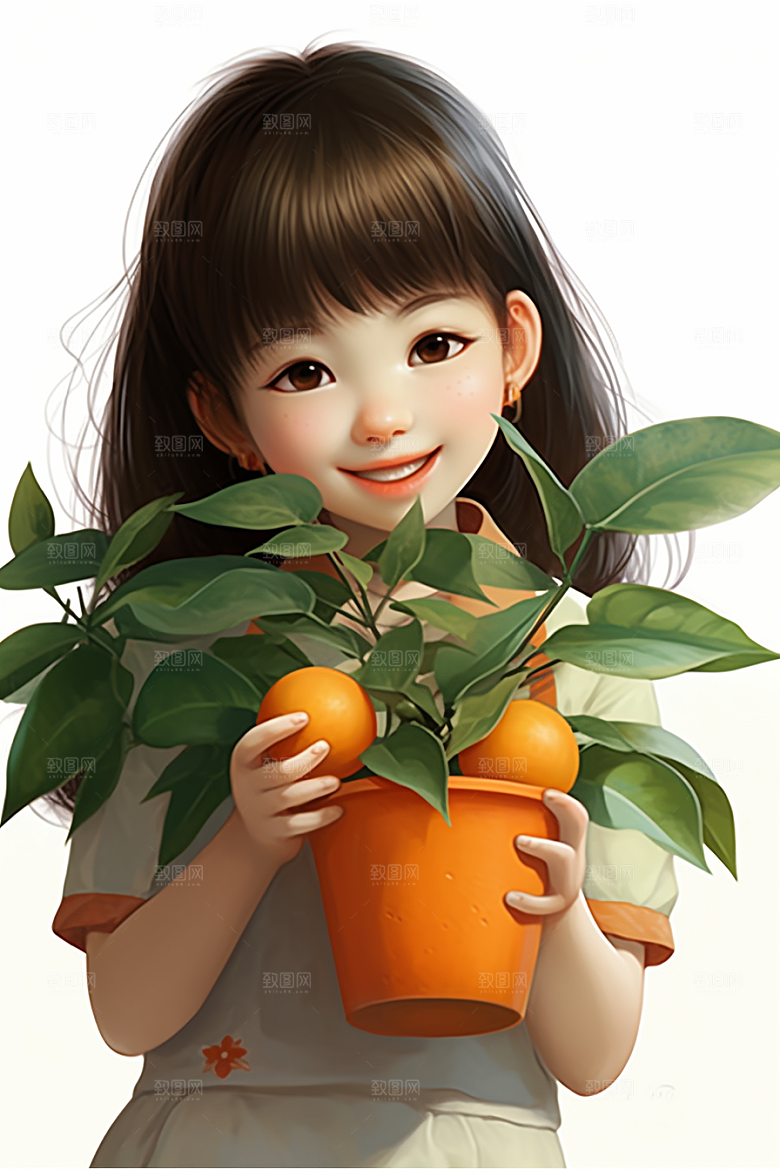 砂糖橘女孩清新邻家插画