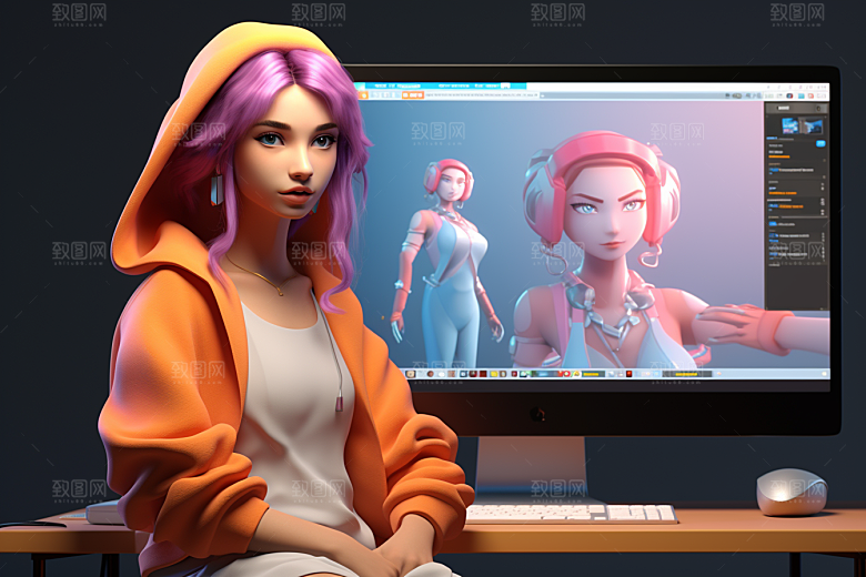 设计师卡通潮流模型