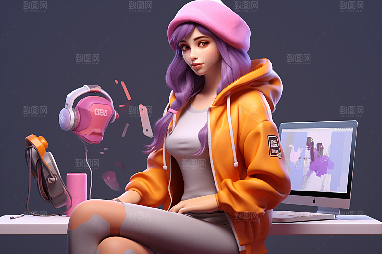 设计师形象卡通模型