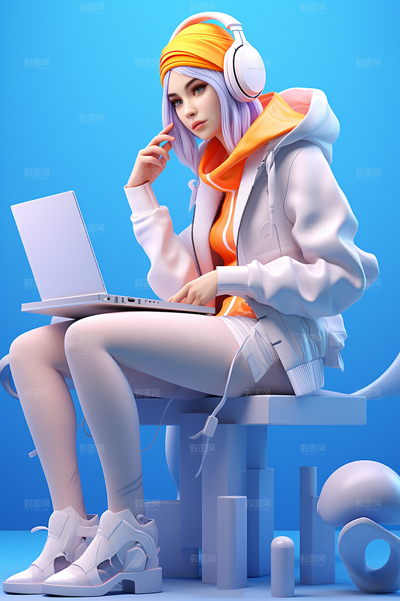 设计师人物工作模型
