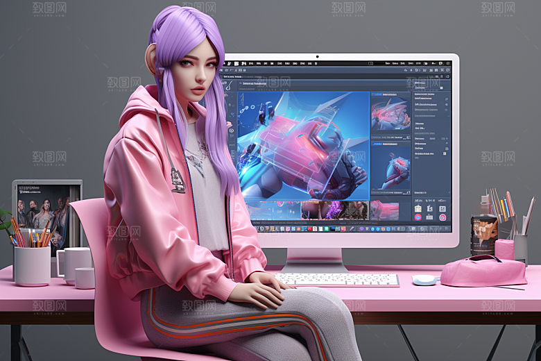 设计师3D潮流模型