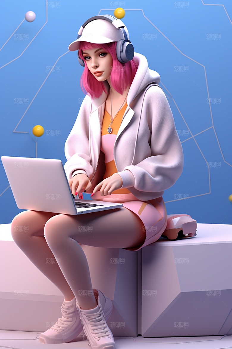 设计师工作卡通模型