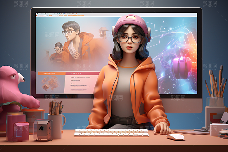 设计师工作3D模型