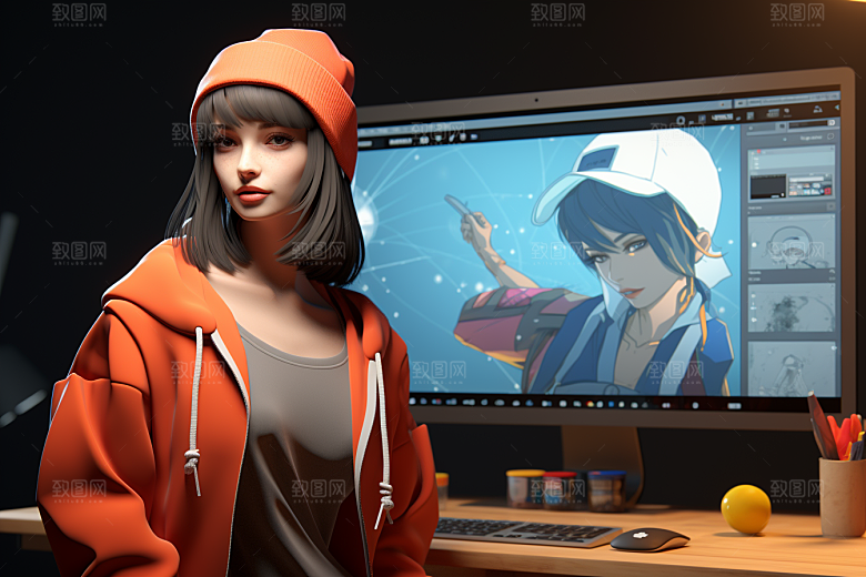 设计师时尚卡通模型