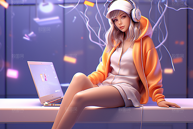 设计师工作卡通模型