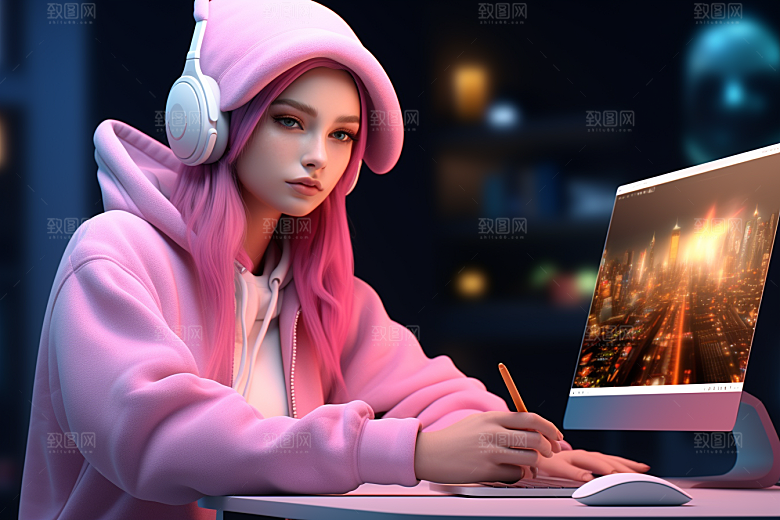 设计师工作卡通模型