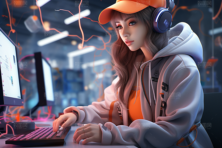 设计师工作卡通模型