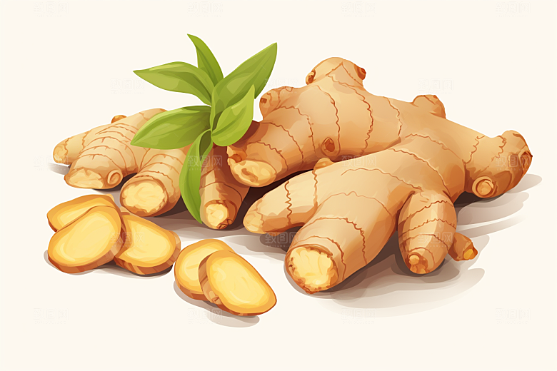 新鲜生姜调味料保健插画