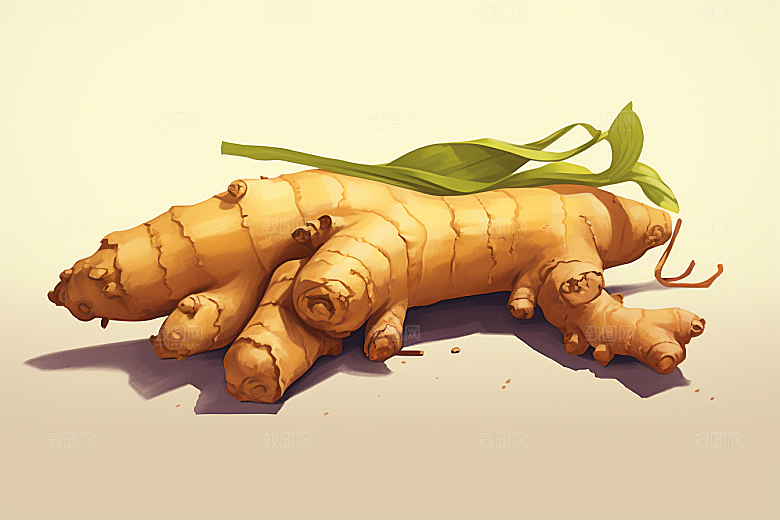新鲜生姜养生植物插画