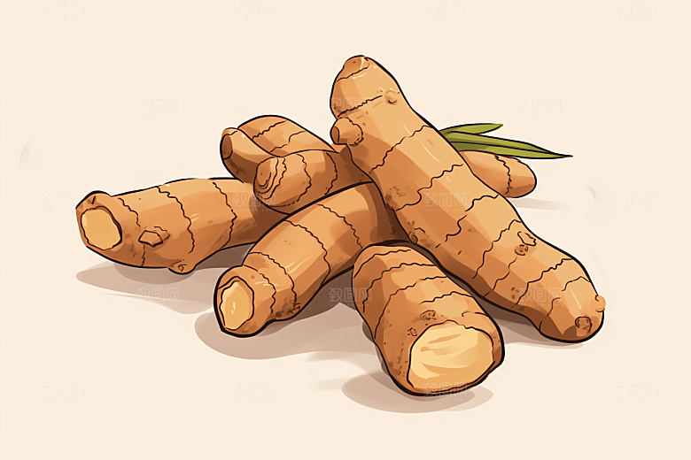 新鲜生姜保健手绘插画