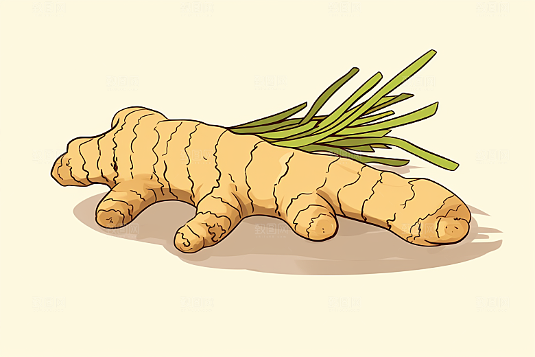 新鲜生姜保健调味料插画