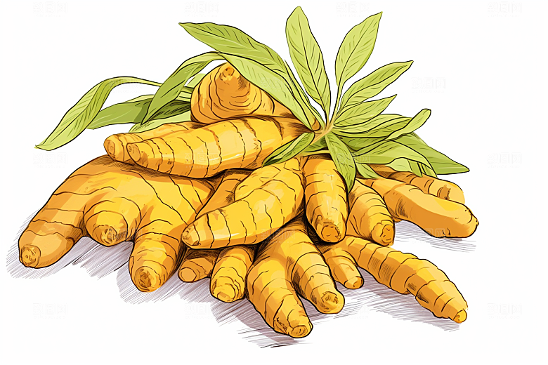 新鲜生姜中草药中医插画