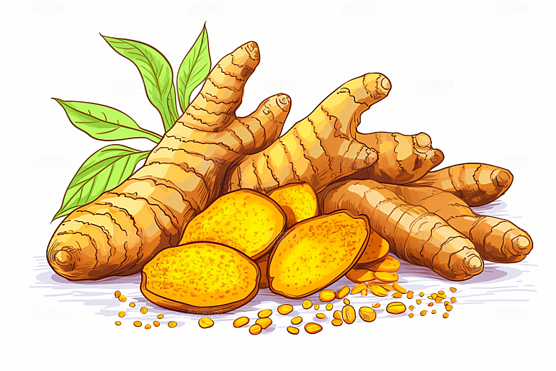 新鲜生姜养生调味料插画