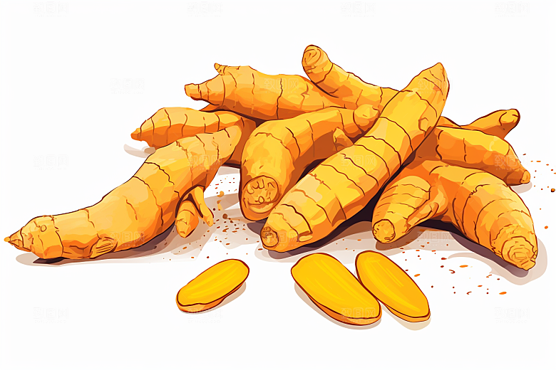 新鲜生姜健康中药材插画