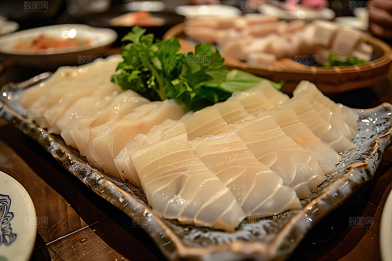 日料生鱼片鱼生刺身摄影图