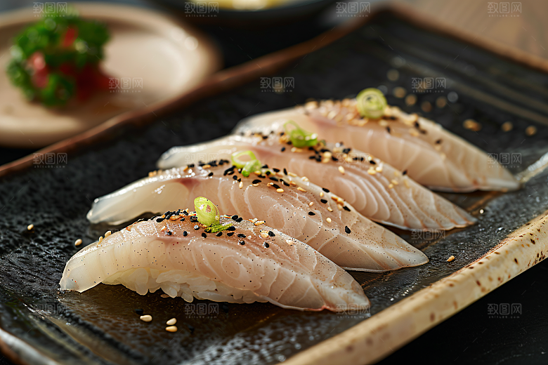 日料生鱼片冰箱鱼肉摄影图