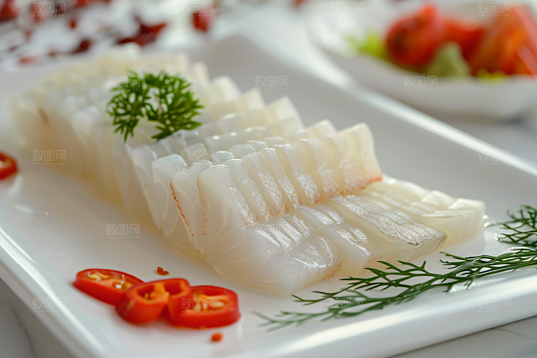 日料生鱼片冰箱刺身摄影图