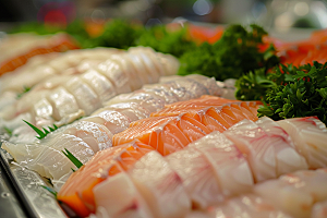 日料生鱼片食材鱼肉摄影图