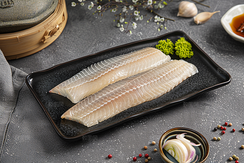 日料生鱼片鱼生鱼肉摄影图