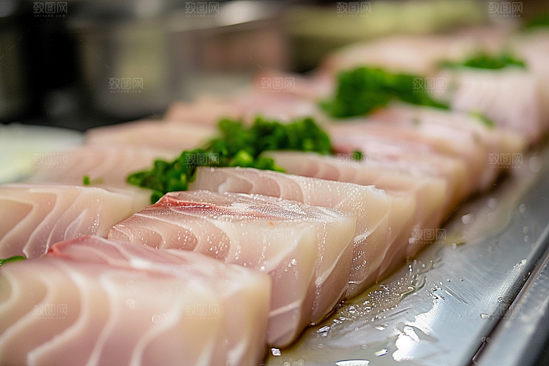 日料生鱼片冰箱鱼肉摄影图