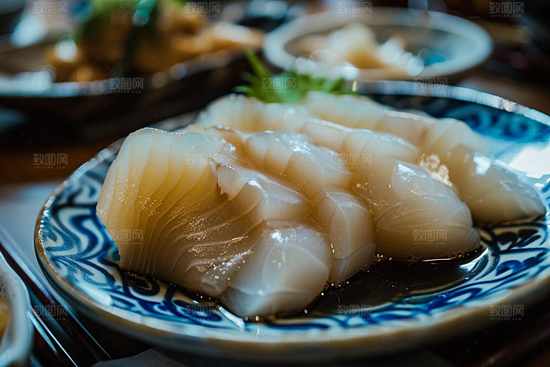 日料生鱼片冰箱刺身摄影图