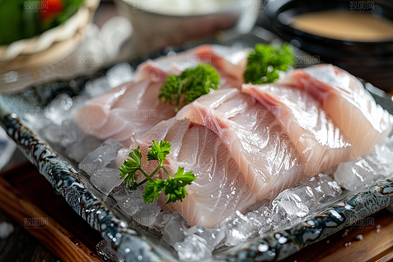 日料生鱼片刺身冰箱摄影图