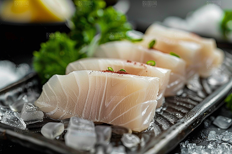 日料生鱼片鱼肉冰箱摄影图