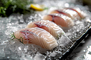 日料生鱼片鱼肉冰箱摄影图