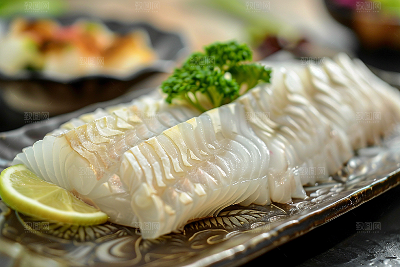 日料生鱼片冰箱鱼肉摄影图