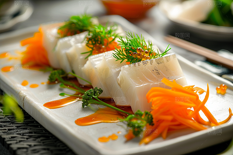日料生鱼片冰箱海鲜摄影图