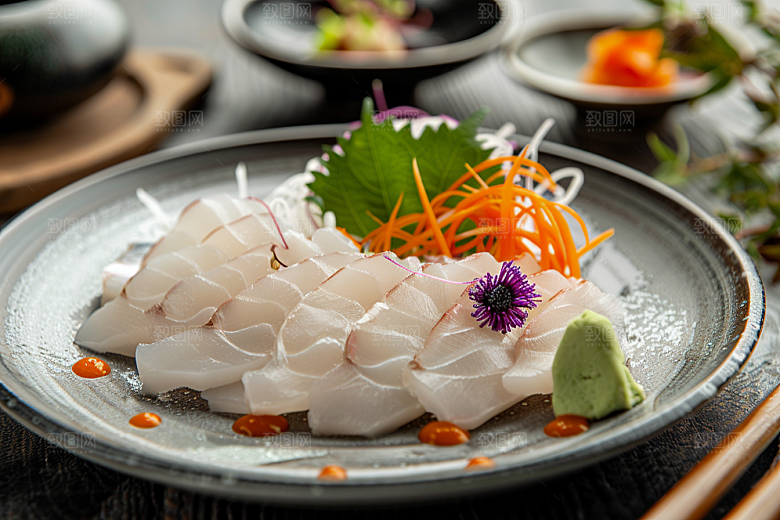 日料生鱼片海鲜美食摄影图