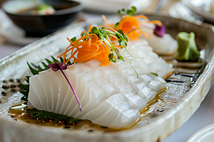 日料生鱼片刺身鱼肉摄影图