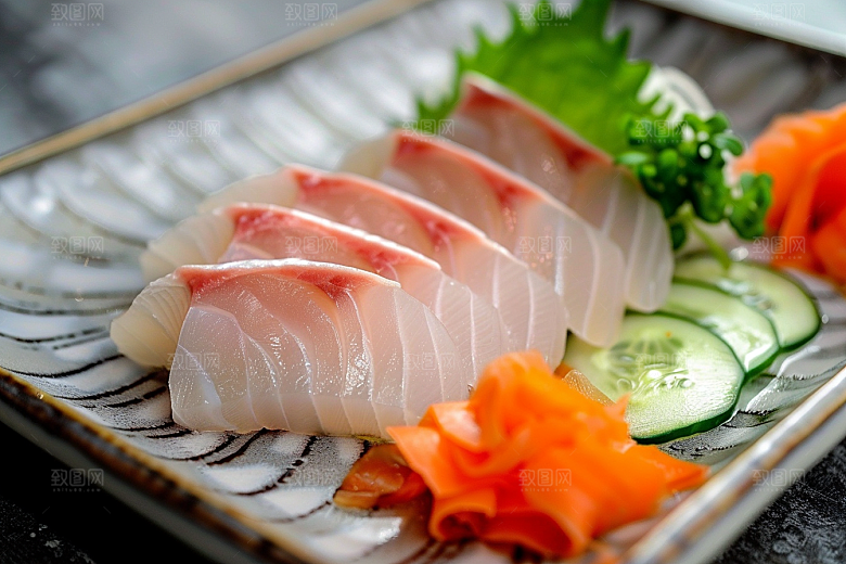 日料生鱼片美食鱼生摄影图
