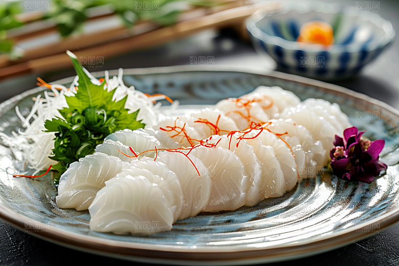 日料生鱼片冰箱鱼肉摄影图