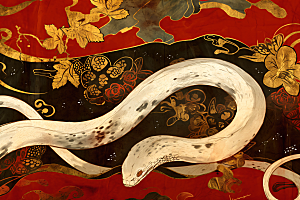 国潮蛇自然传统插画