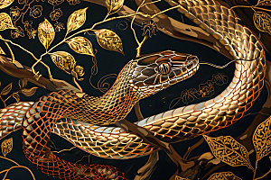 国潮蛇中国风吉祥插画